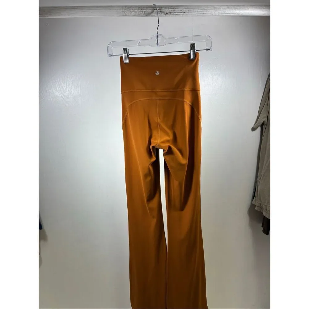 Lululemon Groove Super High Rise Flared Pant Nulu in Butternut Brown Size 2